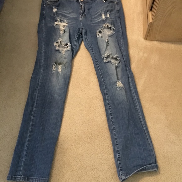 Distressed Blue Jeans - Picture 2 of 2